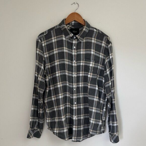 Rails Lennox Shirt in Charcoal Ghurka Melange Size Medium - Picture 6 of 9